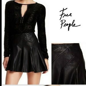 Free People VeganLeather Flair/Skate Skirt sz10